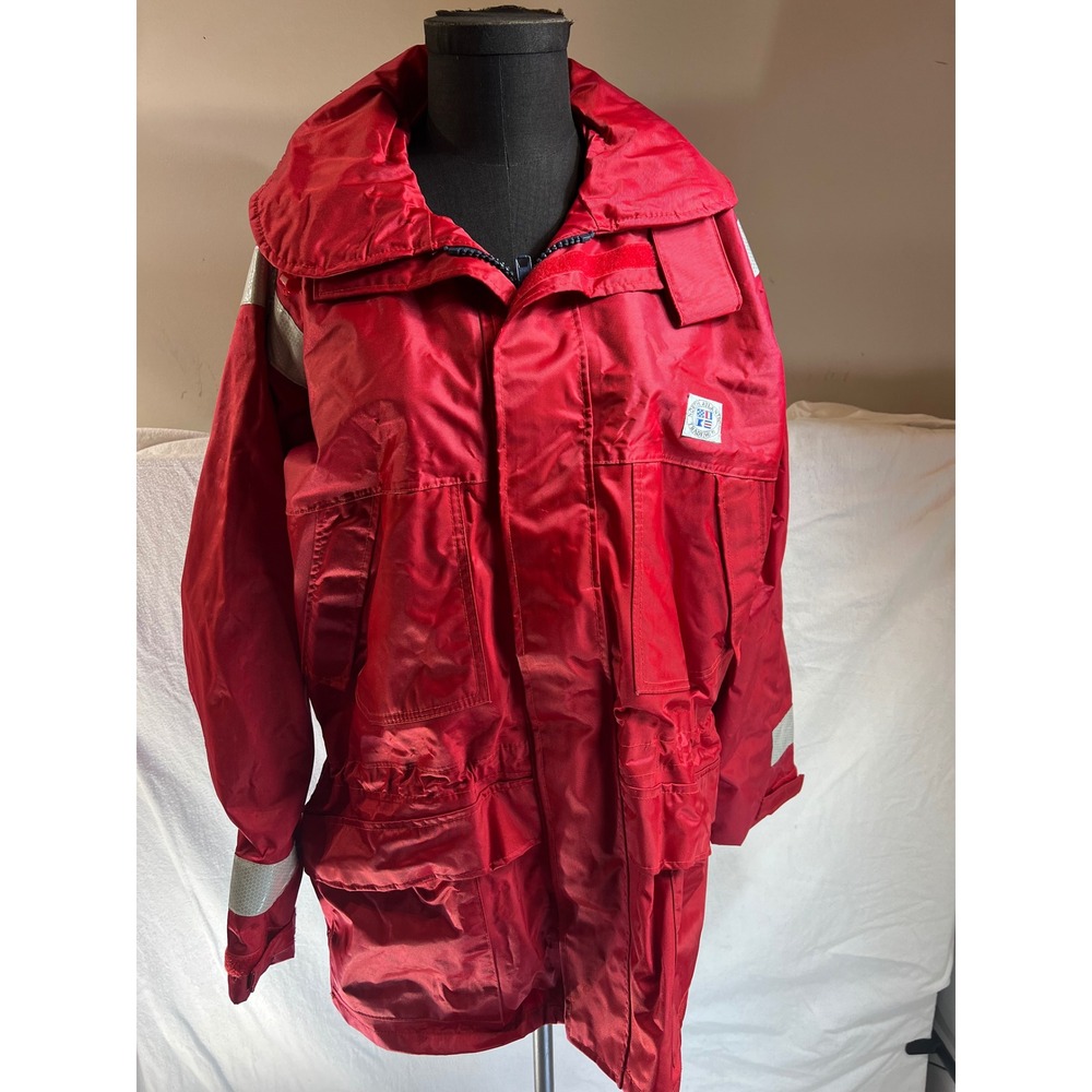 North Atlantic Trading Men Red Sailing Jacket Reflective Foul Weather Gear Parka